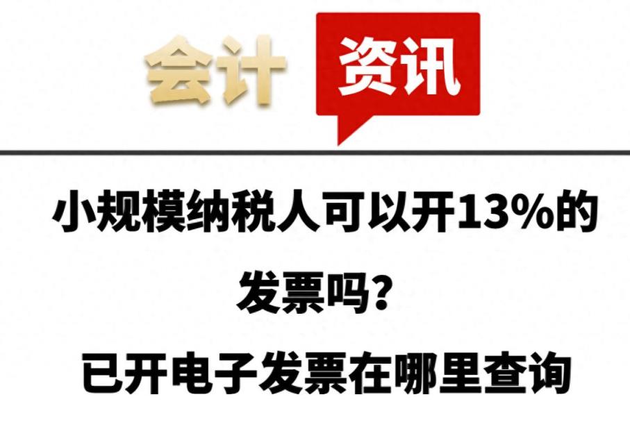 小规模纳税人可以开13%的发票吗？已开电子发票在哪里查询-趣考网